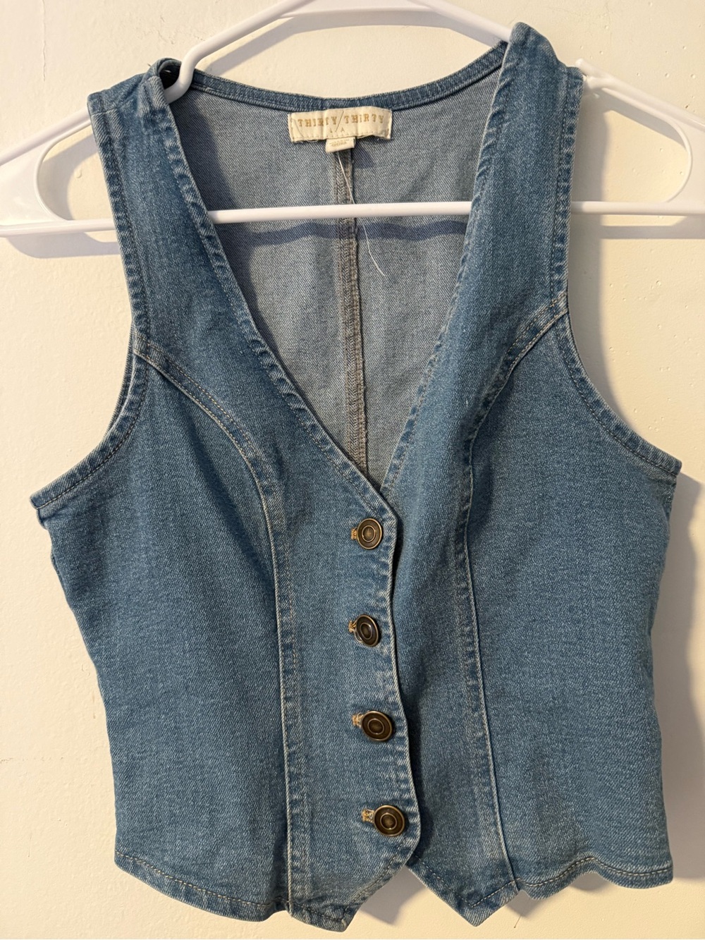 Light Blue Denim Button-Front Women's Vest by Brandy Melville